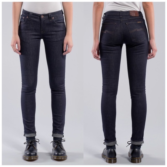Nudie Jeans Dark Wash Lin Dry Steel Skinny Jeans Size 25 - Picture 1 of 12